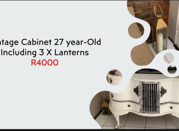 Cabinet (27yrs vintage) + 3 lanterns
